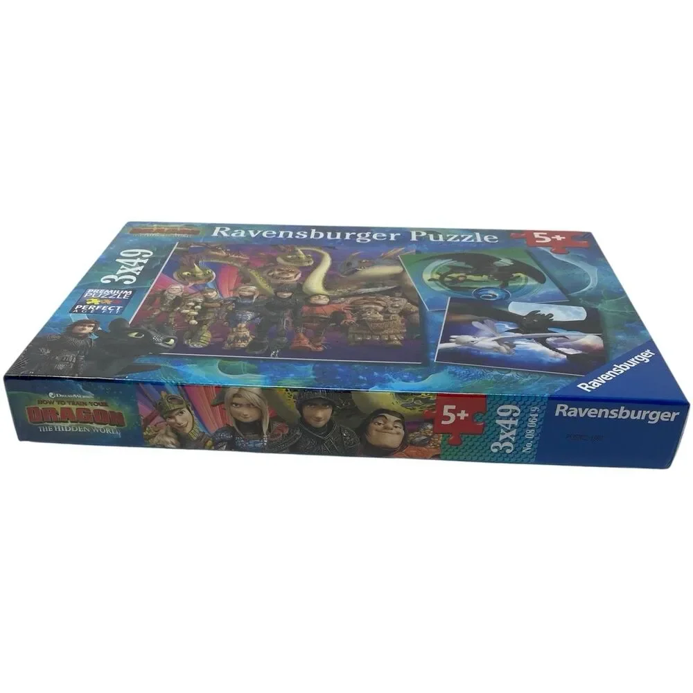 Ravensburger Jigsaw Puzzle How to Train Your Dragon 3x49 Toothless Kids 5+ New